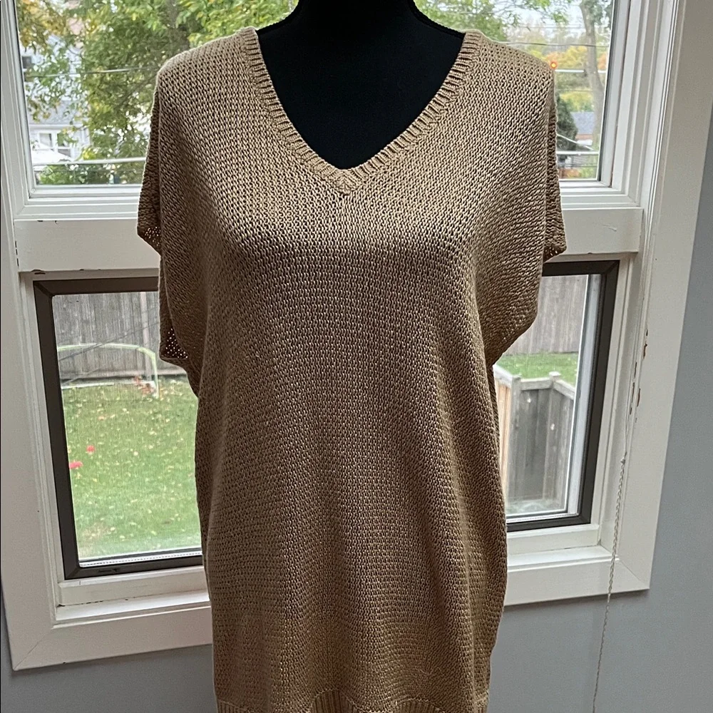 Ralph Lauren Tan V-Neck Short Sleeve Sweater Vest sz 2X - Picture 3 of 6